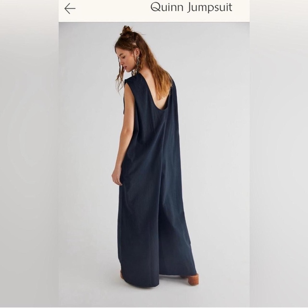 Free People Navy Sleeveless Wide-Leg Jumpsuit - Picture 5 of 10